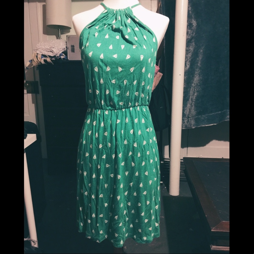 Old Navy Green summer Dress W/ Sailboat pattern